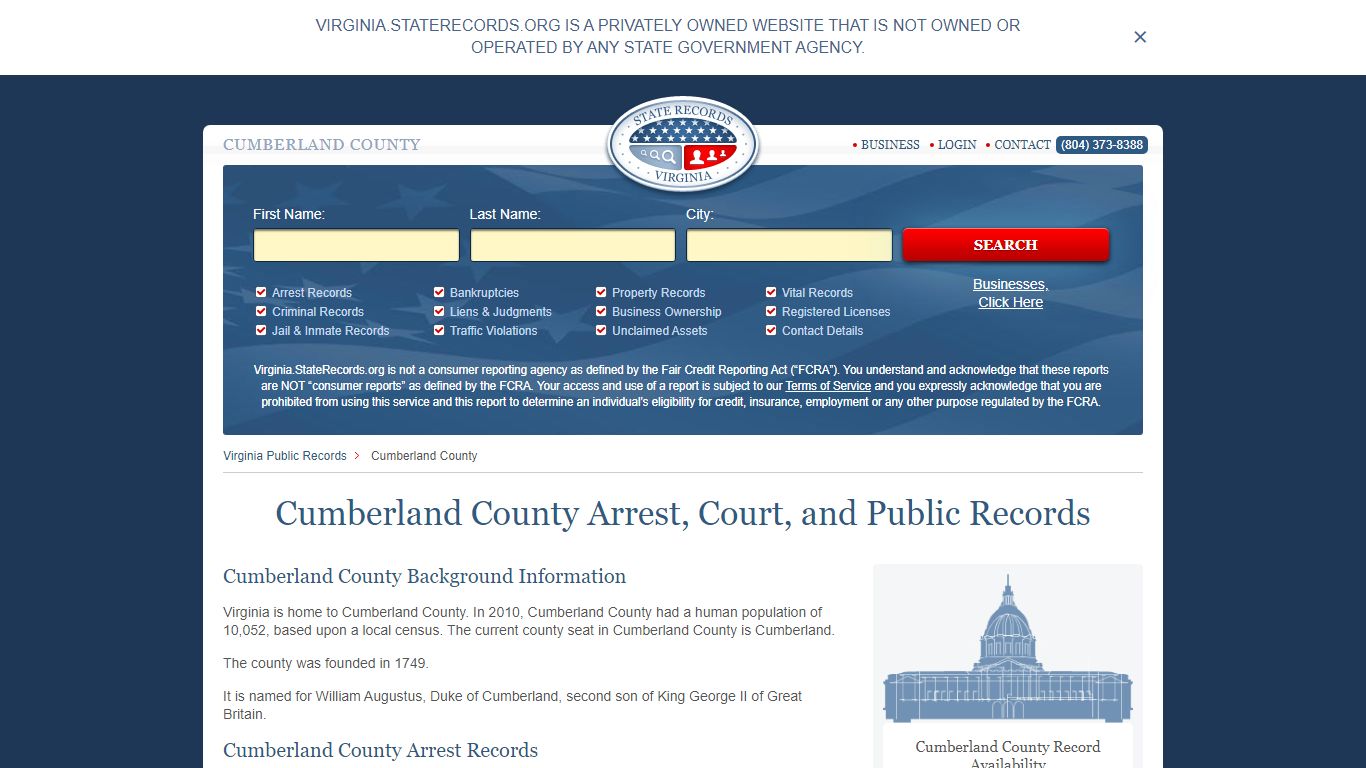 Cumberland County Arrest, Court, and Public Records